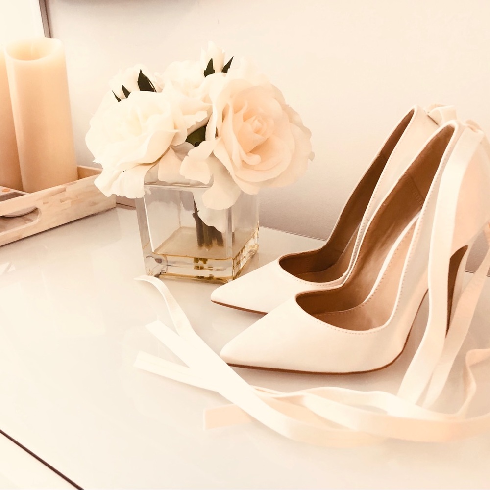 Gorgeous, never worn ASOS strappy white heels
